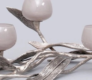 ที่ใส่ไฟหลากสีที่มีเอกลักษณ์พร้อมใบไม้อลูมิเนียมสีเงินช่วยเพิ่มบรรยากาศที่อบอุ่นมีสไตล์และสง่างาม - Product Image 3