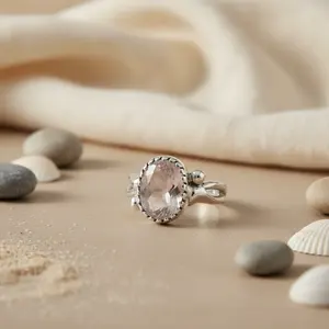 Anillo de Calcedonia con Corte Princesa en Plata 925 para Mujer, Joyería Fina con Piedra Natural, Chapado en Rodio, Certificado IGI - Product Image 1