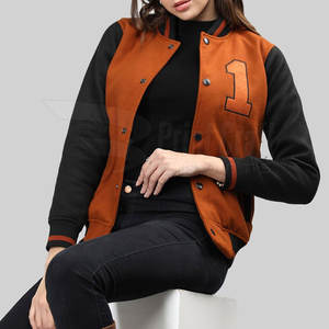 Cuello alto Venta caliente Letterman Jacket Plus Size Letterman Jacket Uso al aire libre Mujeres Letterman Jacket - Product Image 4