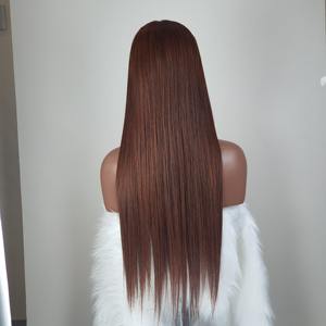 Peluca Larga de Cabello Humano Virgen Remy Vietnamita 100% de Alta Calidad para Estilo Liso Color Castaño con Cierre Transparente Sin Pegamento - Product Image 4