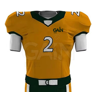 Uniformes de football américain à manches courtes respirants à prix avantageux pour hommes, personnalisables, tissu 100% polyester 300g, nom d'équipe personnalisé - Product Image 4