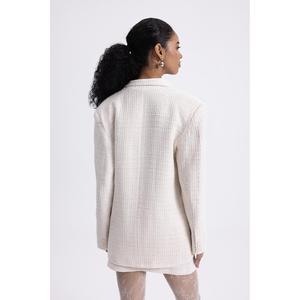 Veste blazer en tweed - Ecru - Product Image 4