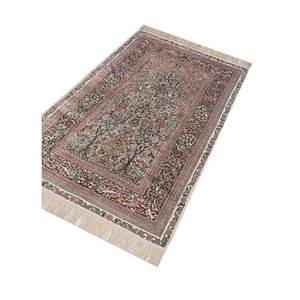 Classic Floral Hand Knotted Silk <b>Rug</b> Pae-5873 in Pink & Purple for Teen Living Room for Hallway-Gulmarg Collection - Product Image 2