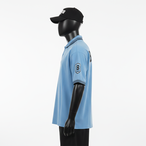 Polo de Alta Calidad para Hombre, Transpirable, de Algodón Piqué, Azul Claro, Cuello de Punto Acanalado, Logotipo Personalizado, Camiseta Polo para Hombre - Product Image 3