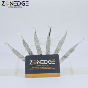 Pinzas de pestañas de volumen de punta de fibra de la mejor calidad, pinzas de extensión de pestañas de Metal de alta calidad - Product Image 2