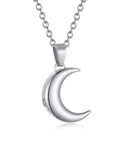 Silver Moon Urn Necklaces <b>for</b> <b>Ashes</b> Stainless Steel Cremation Keepsake Urn <b>for</b> Human <b>Ashes</b> Memorial <b>for</b> Women Men Custom Size - Product Image 1