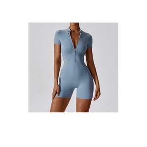 Mono de Cintura Alta con Cremallera y Personalización de Logotipo Gratuita, Mono Deportivo Sin Mangas de Yoga, Elástico y Sin Costuras para Mujer - Product Image 6