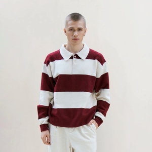 T-shirt décontracté pour homme en rayonne et coton tricoté, respirant, à manches longues, coupe ample, avec logo au dos, modèle Routine VN 10F25KNI009 - Product Image 1