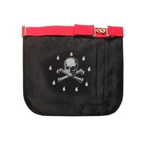 Freemason Master Mason Scottish Rite <b>Apron</b> <b>White</b> & Red Pleated Edges Gold Embroidery Square & Compass Emblem - Product Image 2