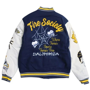 Chaqueta Varsity de Invierno para Hombre, Personalizada, Bordado de Alta Calidad, Mangas de Cuero Genuino, Servicio OEM, Logotipo Frontal, 100% Algodón - Product Image 2