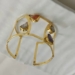 Minimalist Natural White Four Stone Cuff <b>Bracelet</b> SKIN-Friendly Handmade Fashion <b>Charm</b> Jewelry Bulk Product - Product Image 3