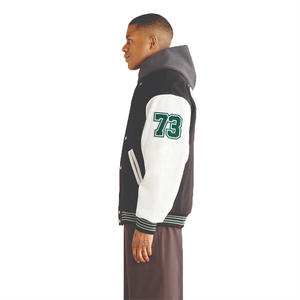 Blouson universitaire pour homme de qualité supérieure, manches en polyester brodé et résistant, patchs logo personnalisés, design universitaire à col montant et prix abordable - Product Image 3