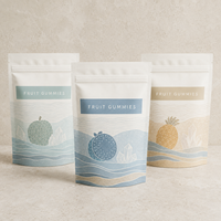 Sachet souple refermable de qualité alimentaire pour bonbons gélifiés aux fruits, bonbons mous, lait et aliments pour animaux de compagnie, emballage flexible imprimé sur mesure