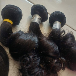 Cheveux humains indiens 100% naturels, bruts et vierges, à cuticules alignées, style personnalisé, longue ondulation, double trame machine, trame plate - Product Image 2