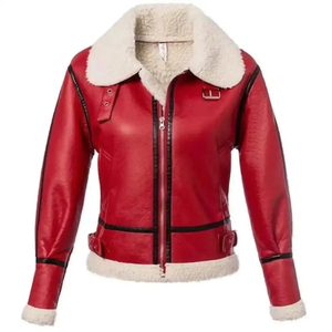 Red Leather Bomber Jacket Stand Collar Zipper Closure Slim Fit Regular Length-Windproof Breathable Eco-Friendly Men's Winter - Product Image 1