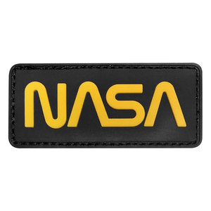 Parche Táctico Espacial con Logotipo de Gusano en Tela Chenilla, Amarillo/Negro, Tejido, Personalizable, con Gancho y Bucle, Bordado con Flores y Corazón - Product Image 1