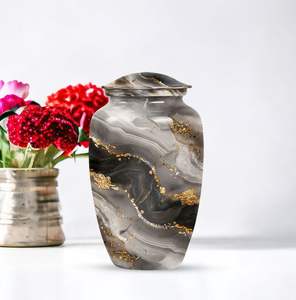 Urne funéraire en métal pour cendres humaines adultes avec couvercle hermétique - Urne funéraire moderne en aluminium pour approvisionnement en vrac - Product Image 1