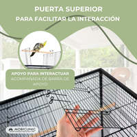 Nymphe Mobiclinic 95X43X61.5 cm Cage à oiseaux en métal avec 8 portes Mangeoires Abreuvoirs Roues Plateau en plastique amovible pour calopsitte