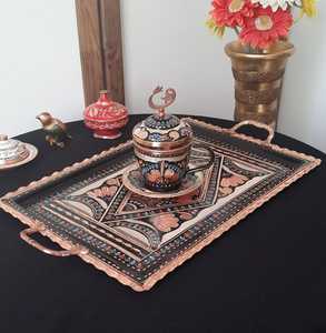 ถาดเสิร์ฟทองแดงแท้พิมพ์ลายดอกไม้สีพาสเทลสำหรับผลไม้และขนมหวาน - Product Image 1