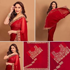 Dernière exclusivité indienne Bollywood Designer traditionnel rouge couleur ethnique mariée fantaisie fête porter chemisier pour les femmes les plus exportés - Product Image 1
