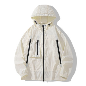 Chaqueta cortavientos de secado rápido de verano 2025 para hombre y mujer, chaqueta con capucha para protección solar, ropa de Pesca y Caza teñida lisa - Product Image 3