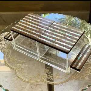 Contenedor de Almacenamiento de Alimentos para Dulces Árabes, Bodas, Fiestas, Regalos, Juego de Frascos de Acrílico Hechos a Mano con Bandeja de Madera y Madreperla - Product Image 3
