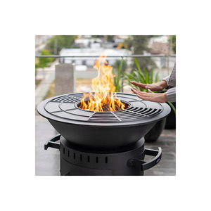 Brasero de Hierro Fundido de Gran Diámetro con Parrilla para Barbacoa, Chimenea para Terraza Exterior y Calentador de Jardín para Asados y Cocina con Carbón - Product Image 3