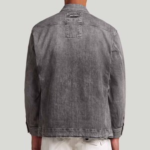 Veste de couleurs contrastées pour hommes gris délavé denim boutonné veste vintage vêtements d'extérieur décontractés à manches longues style camionneur mode - Product Image 6