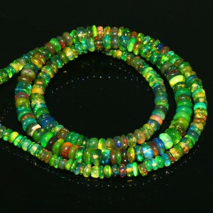 Perles lisses d'opale éthiopienne de feu vert haut brin perles de feu multiples éthiopiennes naturelles cadeau pour elle prix de gros perles pierre - Product Image 2