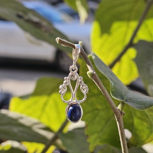 จี้เงินแท้ 925 ดีไซน์ทันสมัย ประดับพลอยลาพิสทรงรี สไตล์ศาสนา เหมาะสำหรับทุกเพศทุกวัย ทุกโอกาส - Product Image 2