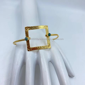 กำไลทองเหลืองชุบทอง18K ทำด้วยมือสุดหรูของขวัญสำหรับปาร์ตี้หรืองานแต่งงานสำหรับผู้หญิงพร้อมอัญมณี - Product Image 2