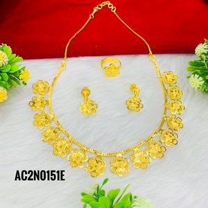 ชุดสร้อยคอทองเหลืองชุบทองแฟชั่นกล่องลายดอกไม้สำหรับ Gift_occasions งานแต่งงาน - Product Image 2