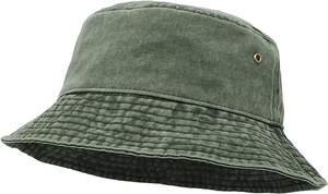 Bucket <b>Hat</b> Wide Brim Washed Denim Cotton Outdoor Sun <b>Hat</b> <b>Flat</b> Top Cap for Fishing Hiking Beach Sports - Product Image 2