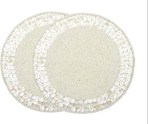 Handmade Beaded Round <b>Placemat</b> for <b>Dining</b> <b>Table</b> Beautiful Decorative New Year Christmas and Other Occasions Gift Item - Product Image 5