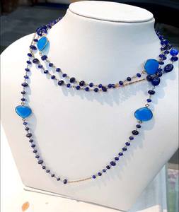 Petites perles brutes en améthyste verte avec chaîne de lunette connecteur en onyx bleu chaîne de chapelet plaquée or en laiton de 5 à 6 mètres pour tenue de fête - Product Image 1