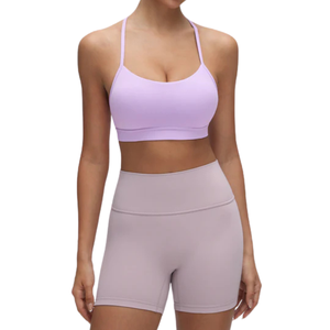 Ensemble de sport pour femme : soutien-gorge de sport et short cycliste taille haute, couleur unie, extensible, pour entraînement, gym, fitness, vêtements de sport, ensemble deux pièces, couleur personnalisée - Product Image 1