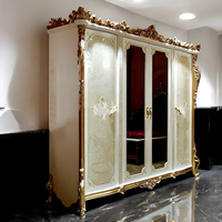 Meubles en bois de Java, luxe, moderne, traditionnel, classique européen, armoire de chambre en acajou, sculpture dorée, élégant, artisanal