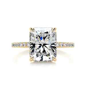 Princess Cut VVS Moissaniteb Anillo de compromiso de diamantes en oro blanco de 14K con banda pavé Diseño clásico y elegancia moderna - Product Image 4