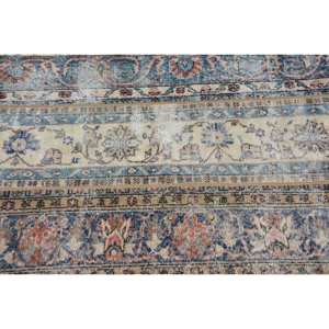 Tapis Turc Vintage Beige Bleu 3.1 X 6.7ft Laine Faite à la Main avec Pile en Peluche Hauteur Forme Rectangulaire Motif Abstrait pour Chambre - Product Image 5