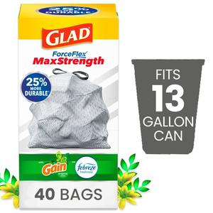 Glad ForceFlex MaxStrength 13 gallons de hauteur Sacs poubelle à cordon de cuisine, Gain Original, 40 sacs - Product Image 6