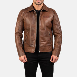 Veste en cuir pour hommes imprimée de logo personnalisé nouveauté 100% cuir dernière conception de rue surdimensionnée pour l'hiver confortable - Product Image 1