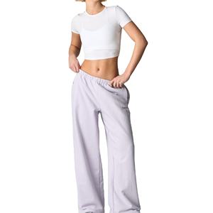 Pantalones Jogger de Pierna Recta de Algodón 100% de Alta Calidad con Logo Personalizado al por Mayor para Mujer, Pantalones Deportivos Formales Oversize para Invierno - Product Image 6