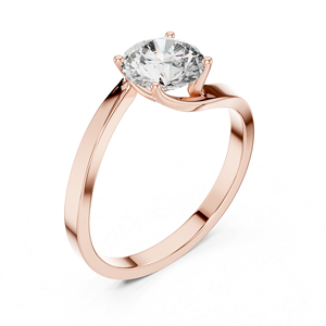 Bague solitaire en or jaune 14 carats avec diamant rond de laboratoire |   Bague à porter tous les jours |   Nouveau diamant cultivé - Product Image 5