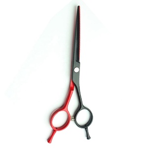 Professionnel 7 \ "rouge noir en acier inoxydable ciseaux de coiffeur Double repose-doigt pointu pointe émoussée outil de beauté de coupe de cheveux - Product Image 4
