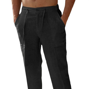 กางเกงสเวตเตอร์สำหรับผู้ชายกางเกงเอวยางยืดเนื้อผ้าคอตตอนแบบแบนขอบโค้งแบบเย็บตามสั่ง - Product Image 5