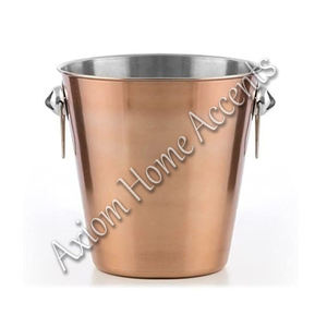 CUBO DE HIELO MARTILLADO DE ACERO INOXIDABLE PULIDO A MANO CON ASAS REDONDAS PARA BAR Y USO DOMÉSTICO DE AXIOM HOME ACCENTS - Product Image 2