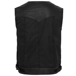 Chaleco de cuero hecho con tela de alta calidad para hombre, diseño de logotipo personalizado, Chaleco de cuero para hombre en Color sólido a la venta - Product Image 2