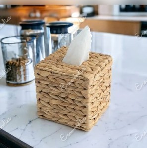 Caja de pañuelos de jacinto de agua Natural cuadrada bonita, soporte de papel para mesa, caja de pañuelos, servilletero, cajas dispensadoras de pañuelos, escritorio - Product Image 3