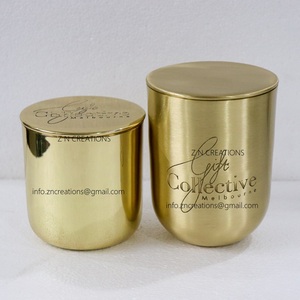 Tarro de vela dorado de latón personalizado 2022 con tapa Recipiente de metal de lujo para el hogar Contenedores vacíos para hacer velas Nuevos diseños - Product Image 3