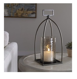 Decorative <b>Set</b> of 2 Wicker Iron Black Matte <b>Lantern</b> High Quality Home Decor Party Used Christmas Candle <b>Lantern</b> - Product Image 2